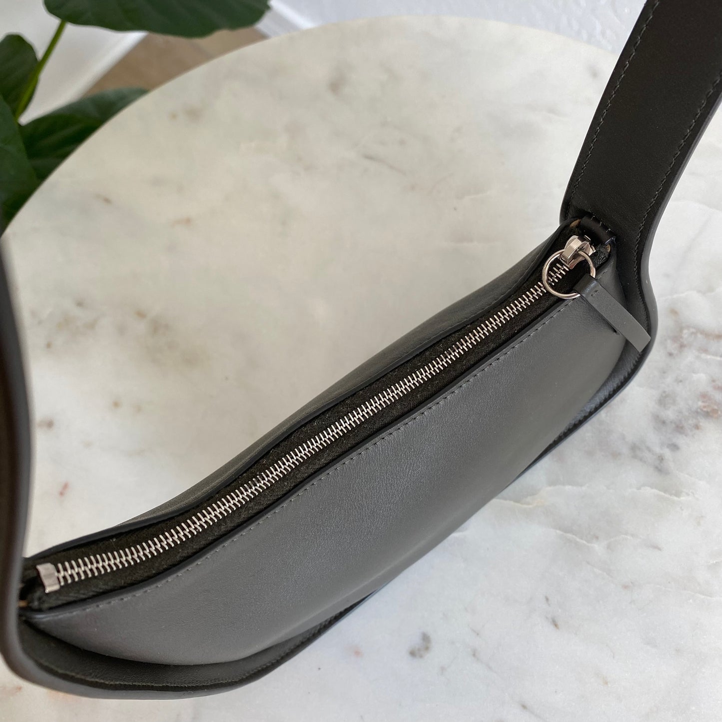 The Row Smooth Leather Half Moon Shoulder Bag
