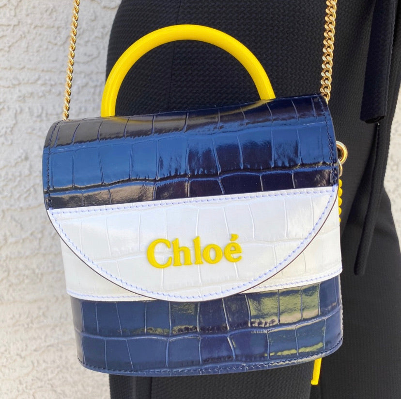 Chloé Aby Lock Croc Embossed Leather Crossbody Bag