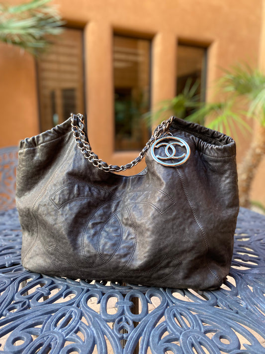 Chanel XL Coco Cabas Distressed Caviar Leather Tote