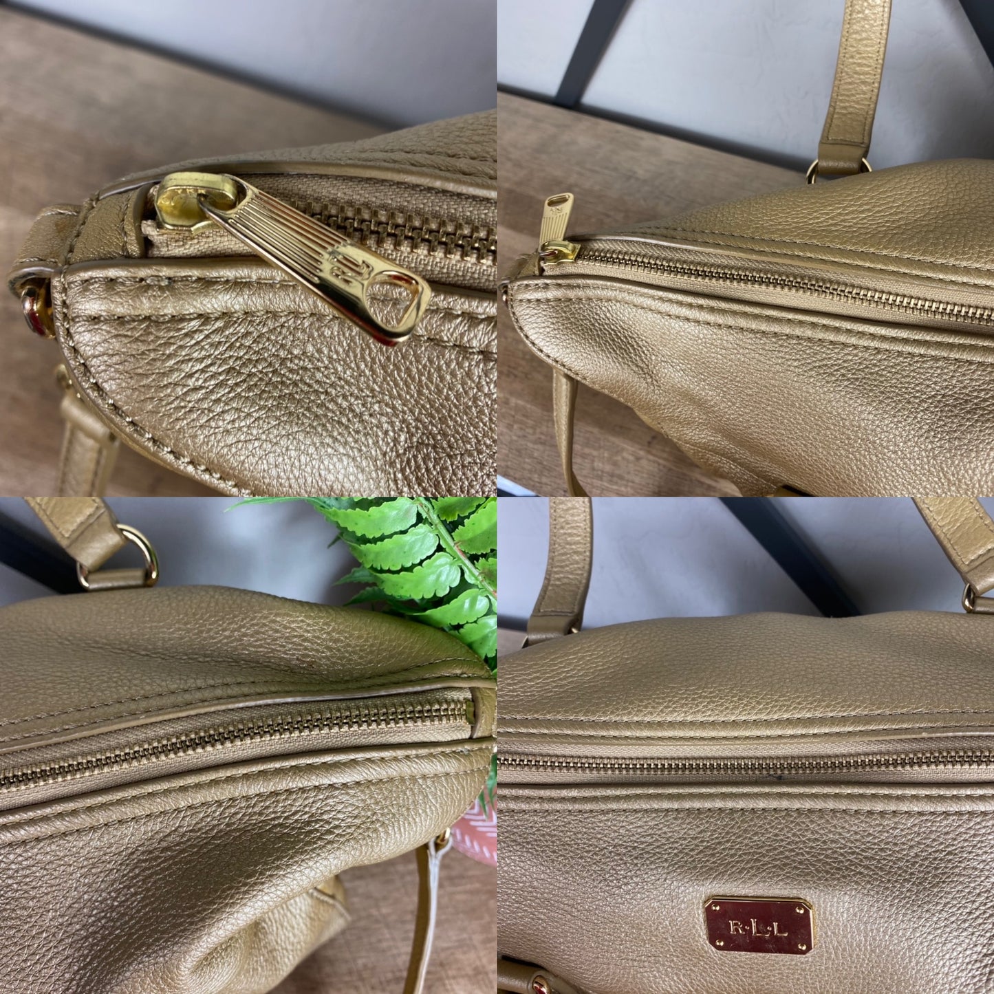 Ralph Lauren Gold Metallic Leather Satchel