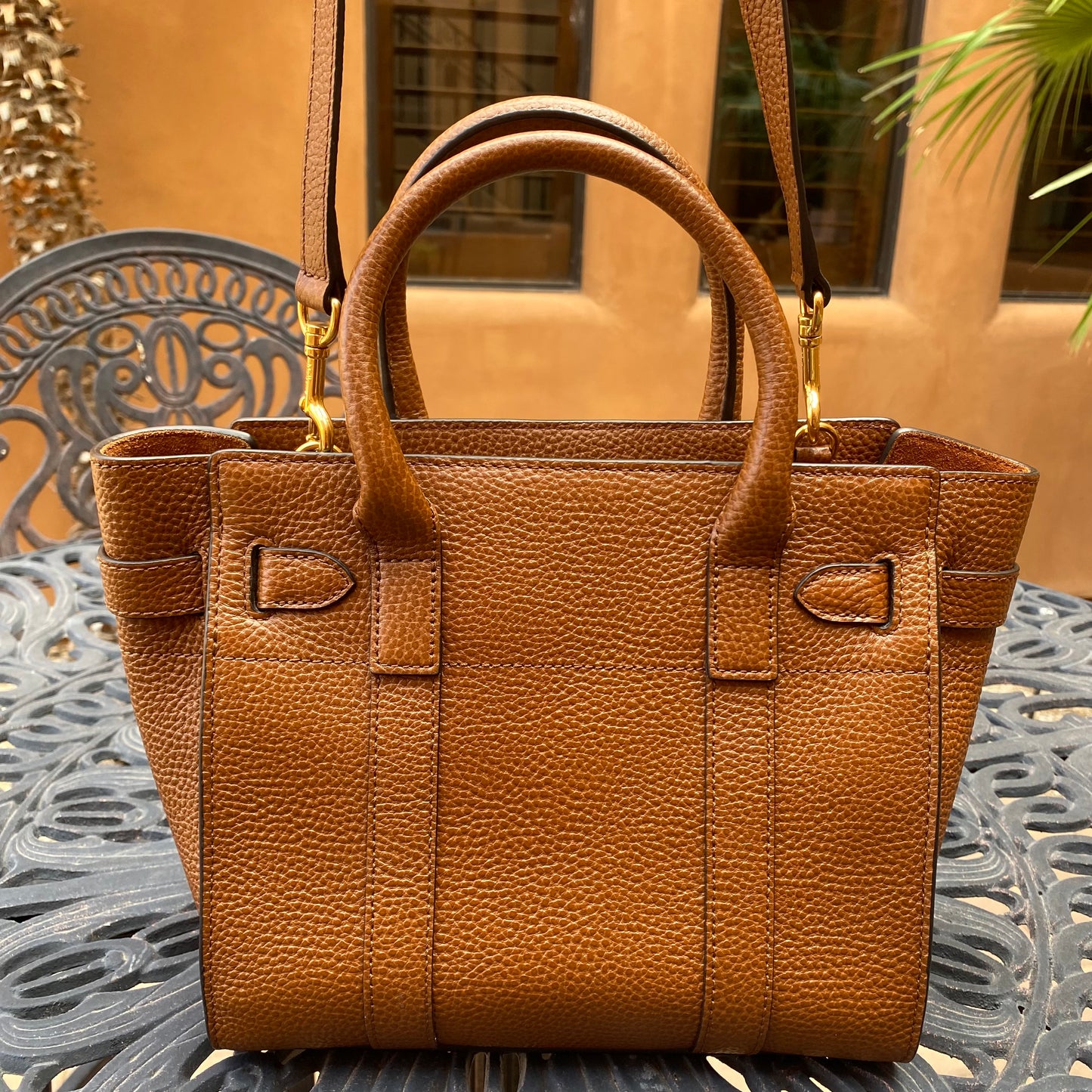 Mulberry Mini Zipped Bayswater Grained Leather Tote