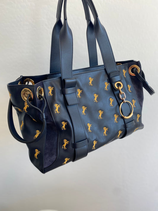 Chloé Calfskin Little Horses Tao Zipped Tote