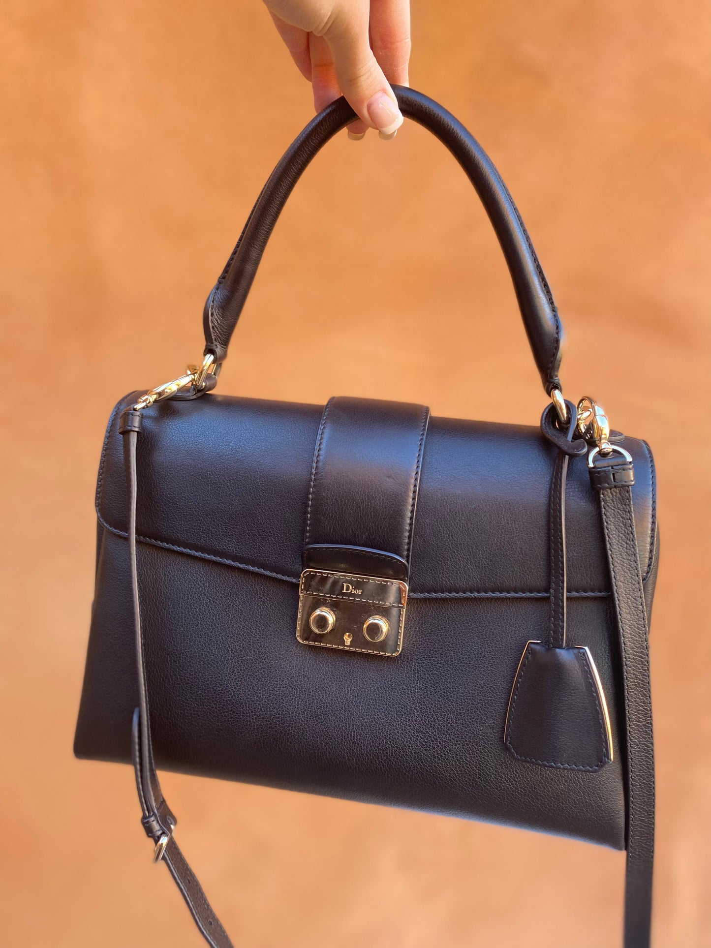 Dior New Lock Top Handle Leather Bag