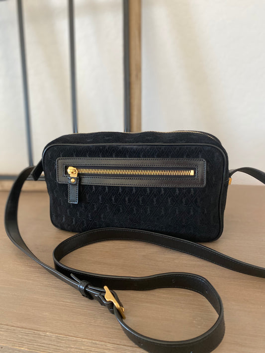 Saint Laurent Monogram Suede Camera Bag