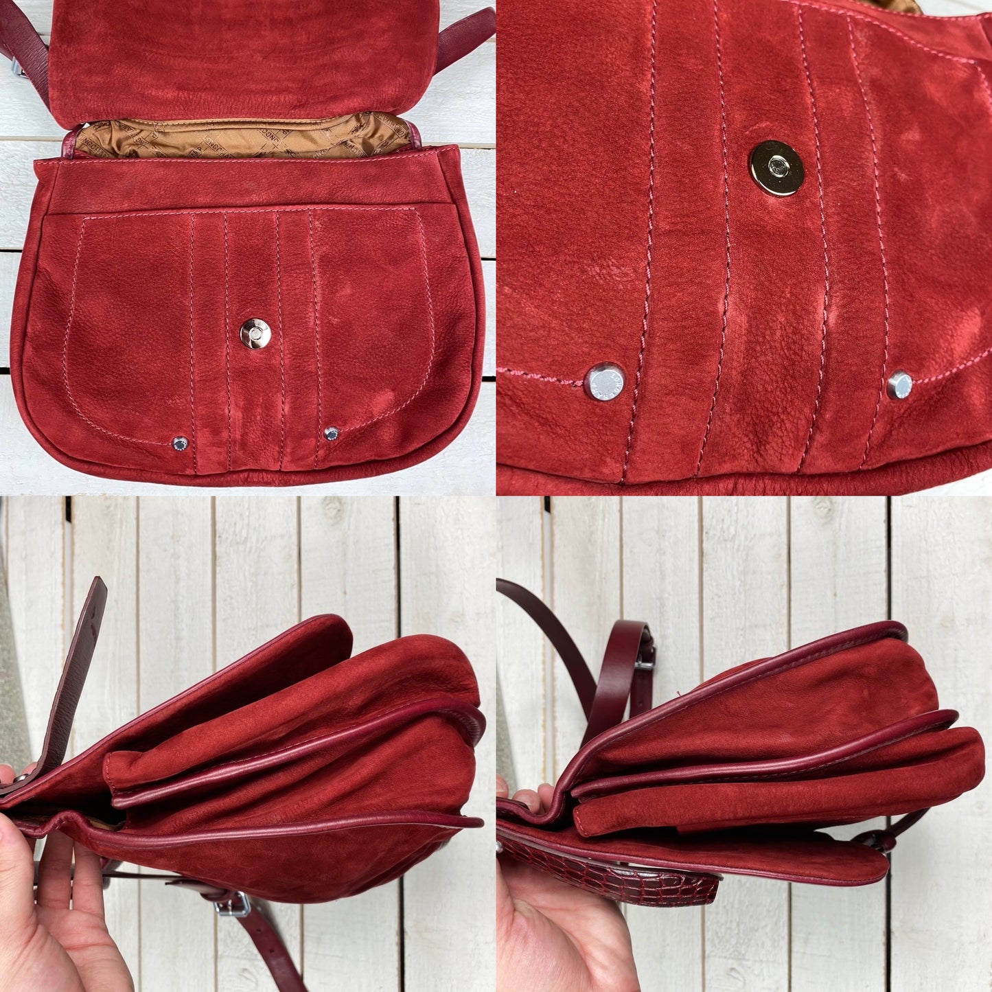 Longchamp Balzane Souple Leather Suede Crossbody