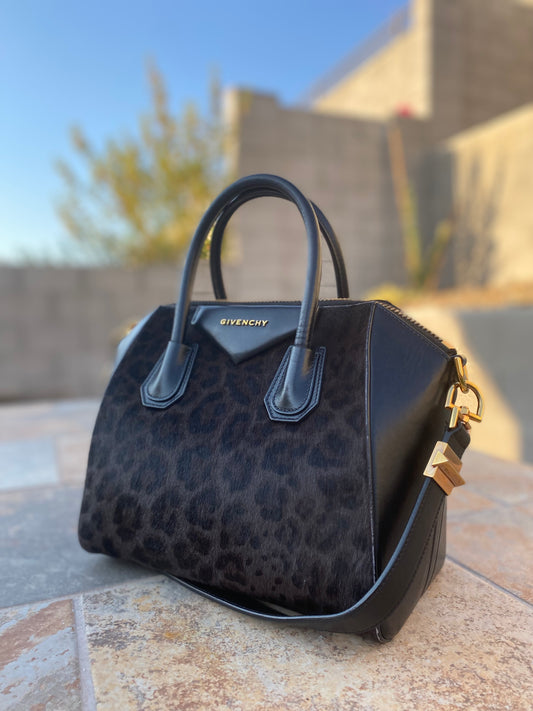 Givenchy Calfskin Calf Hair Small Leopard Antigona