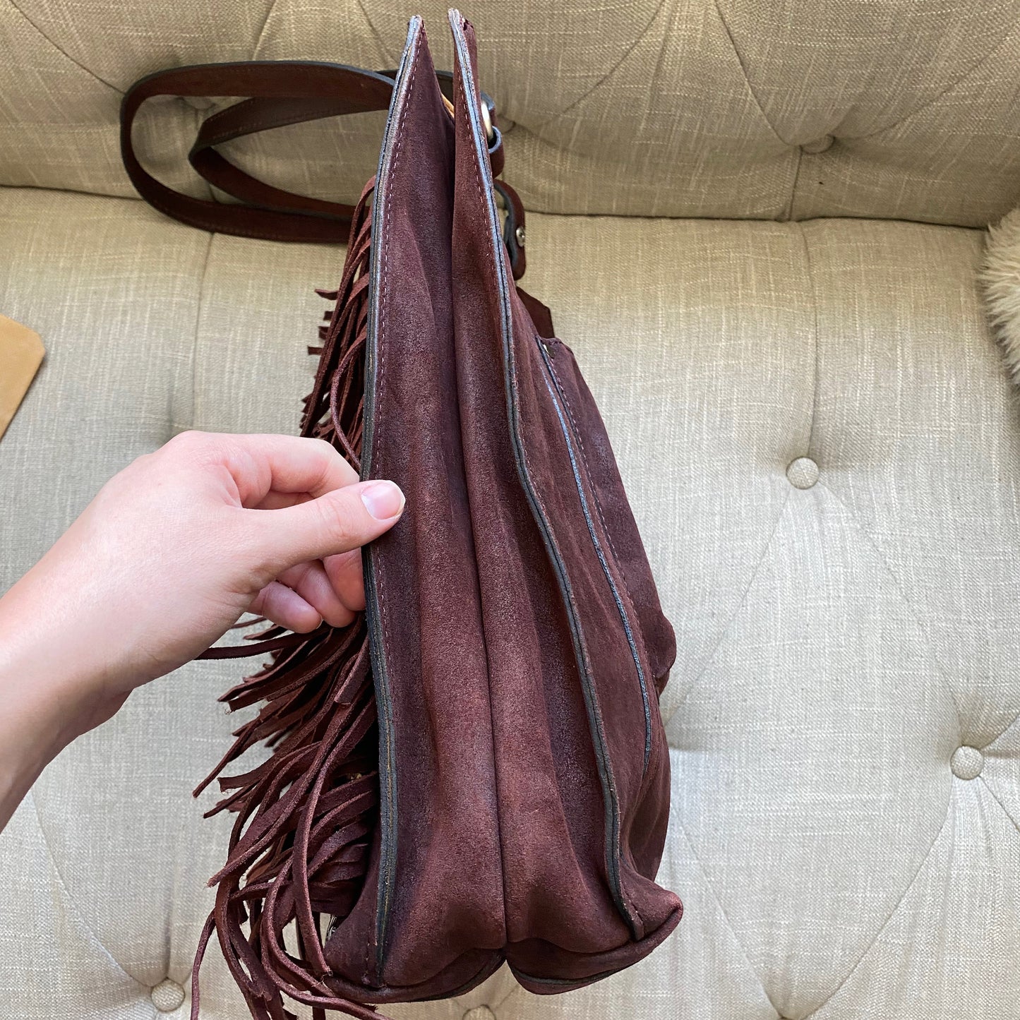 Patricia Nash Oil Burnished Suede Fringe Tote