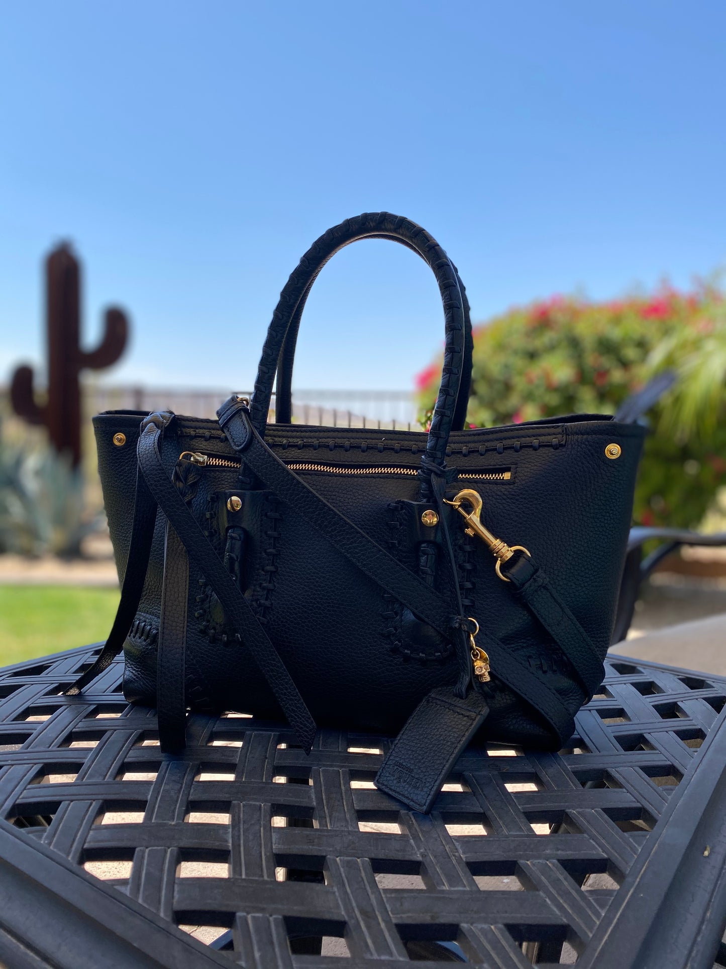 Alexander McQueen Whipstitch Folk Leather Tote