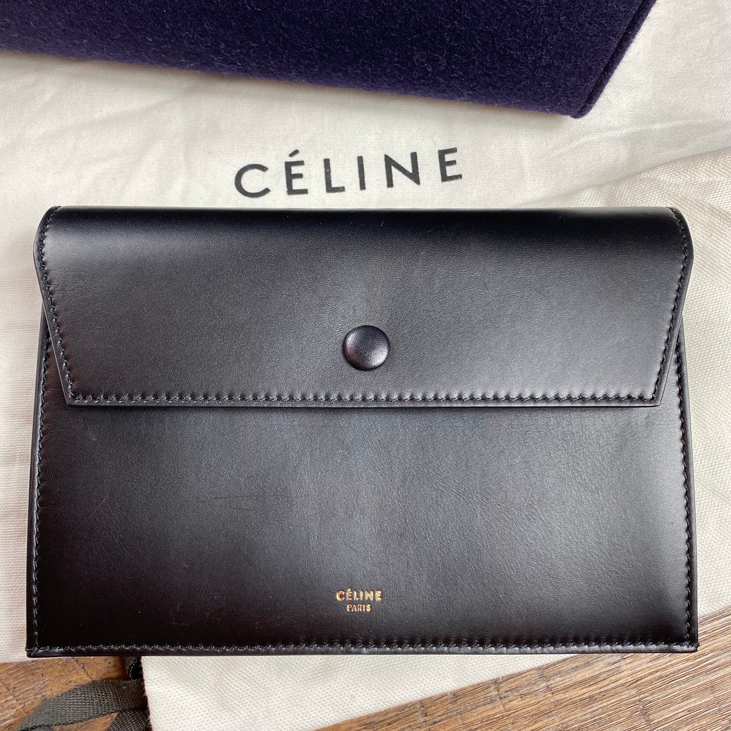 Celine Tie Tote Felt Wool Leather Large Bag