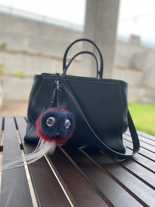 Fendi Pimento Monster Fur & Leather Bug Bag Charm