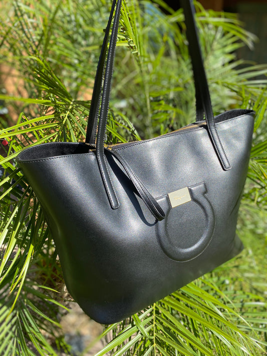 Salvatore Ferragamo Gancini Leather Tote