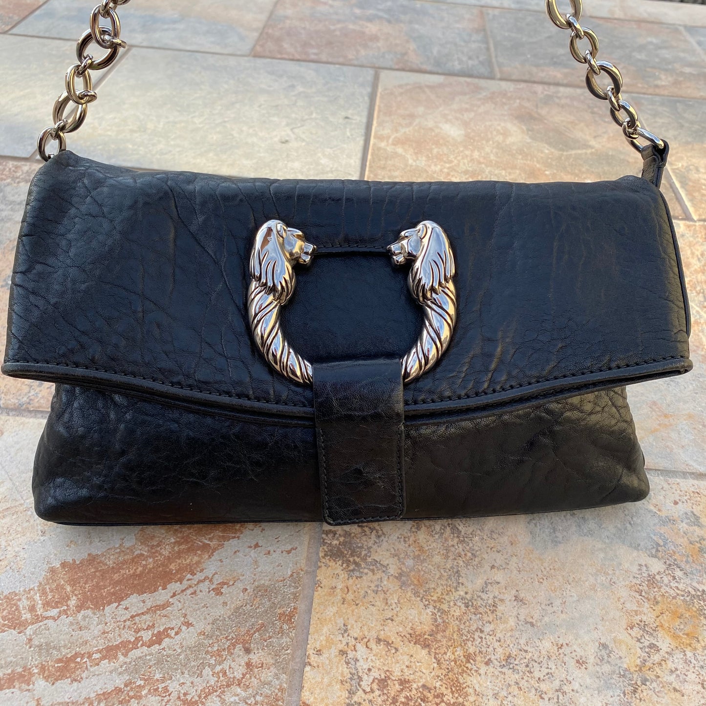 Bvlgari Leoni Lion Head 2 Way Clutch Shoulder Bag