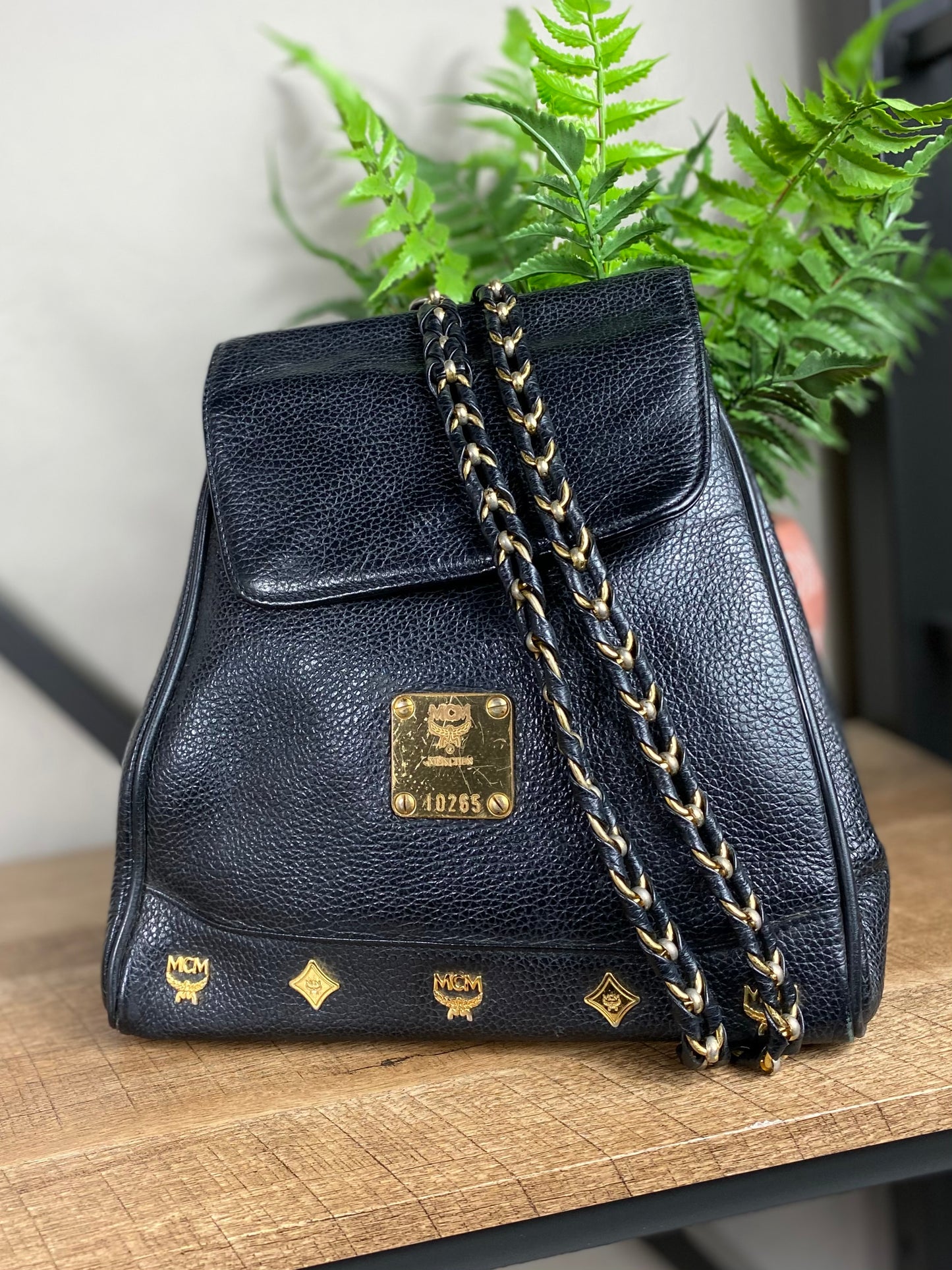 MCM Vintage Studded Leather Backpack
