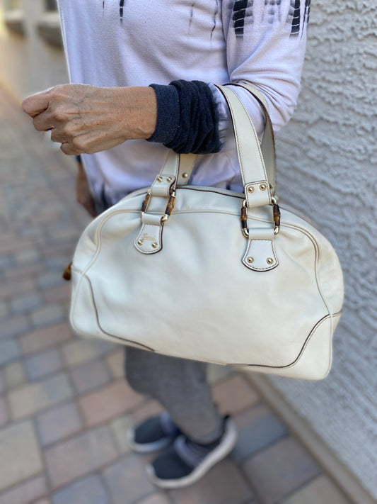 Gucci Bamboo Leather Vintage Boston Satchel