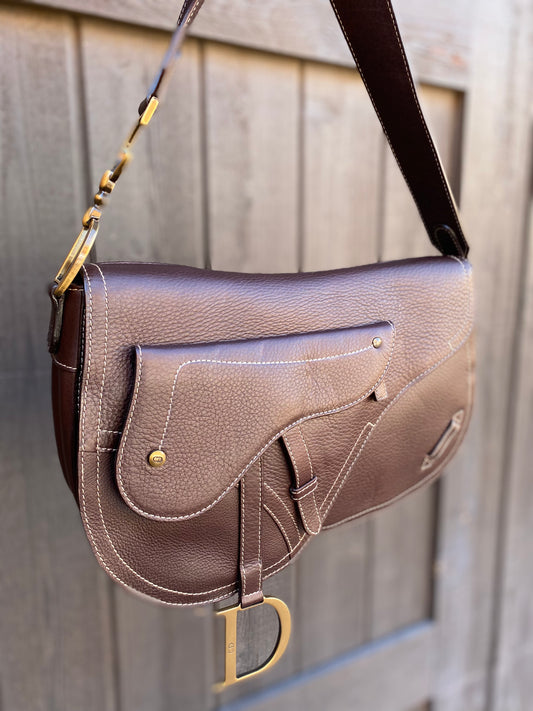 Dior Double Baudrier Vintage Leather Saddle Bag