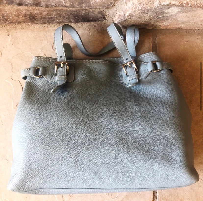 Prada Pebbled Leather Shopping Tote Buckle Tote