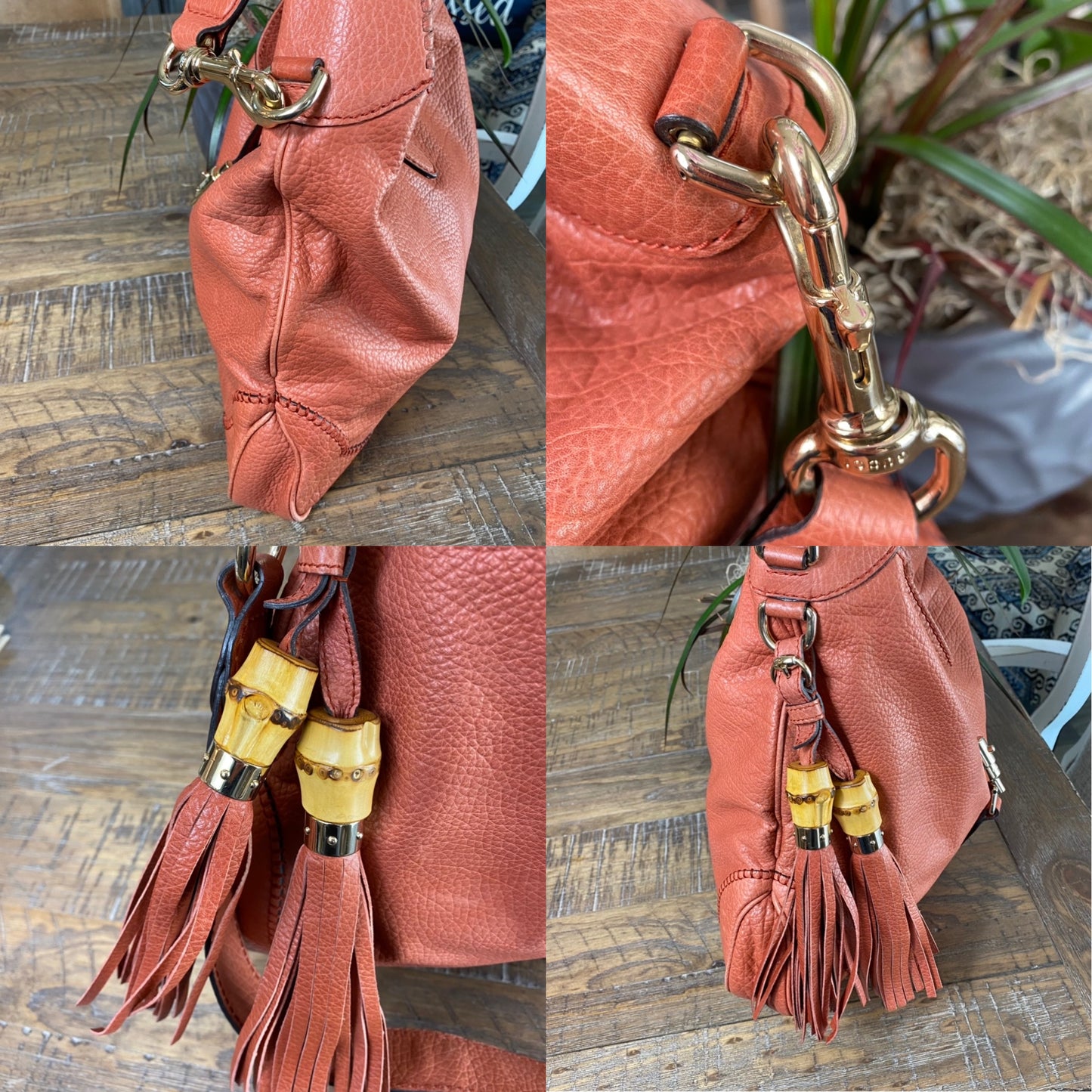 Gucci New Jackie Bamboo Whipstitch Hobo Bag
