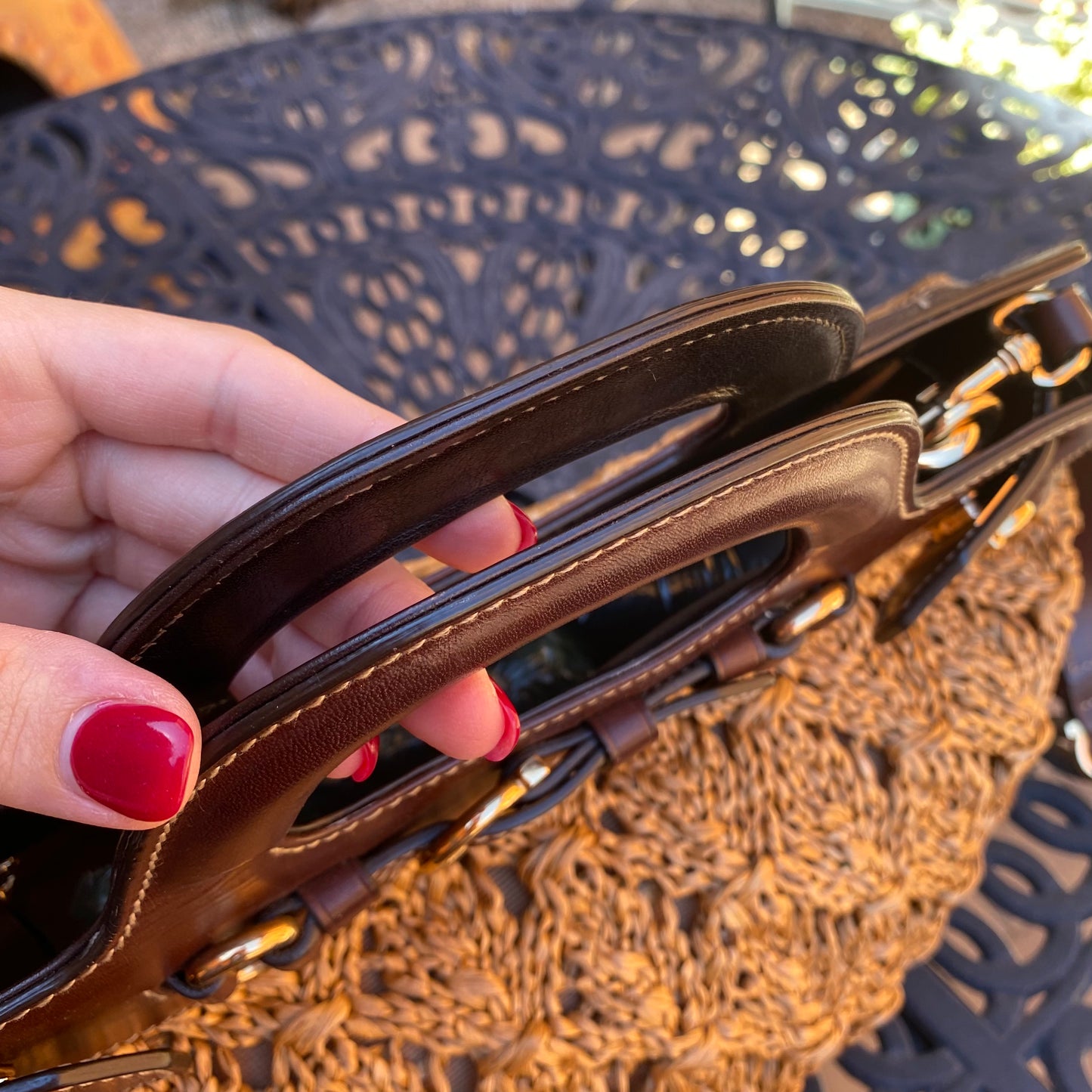 Salvatore Ferragamo Leather and Raffia Tote