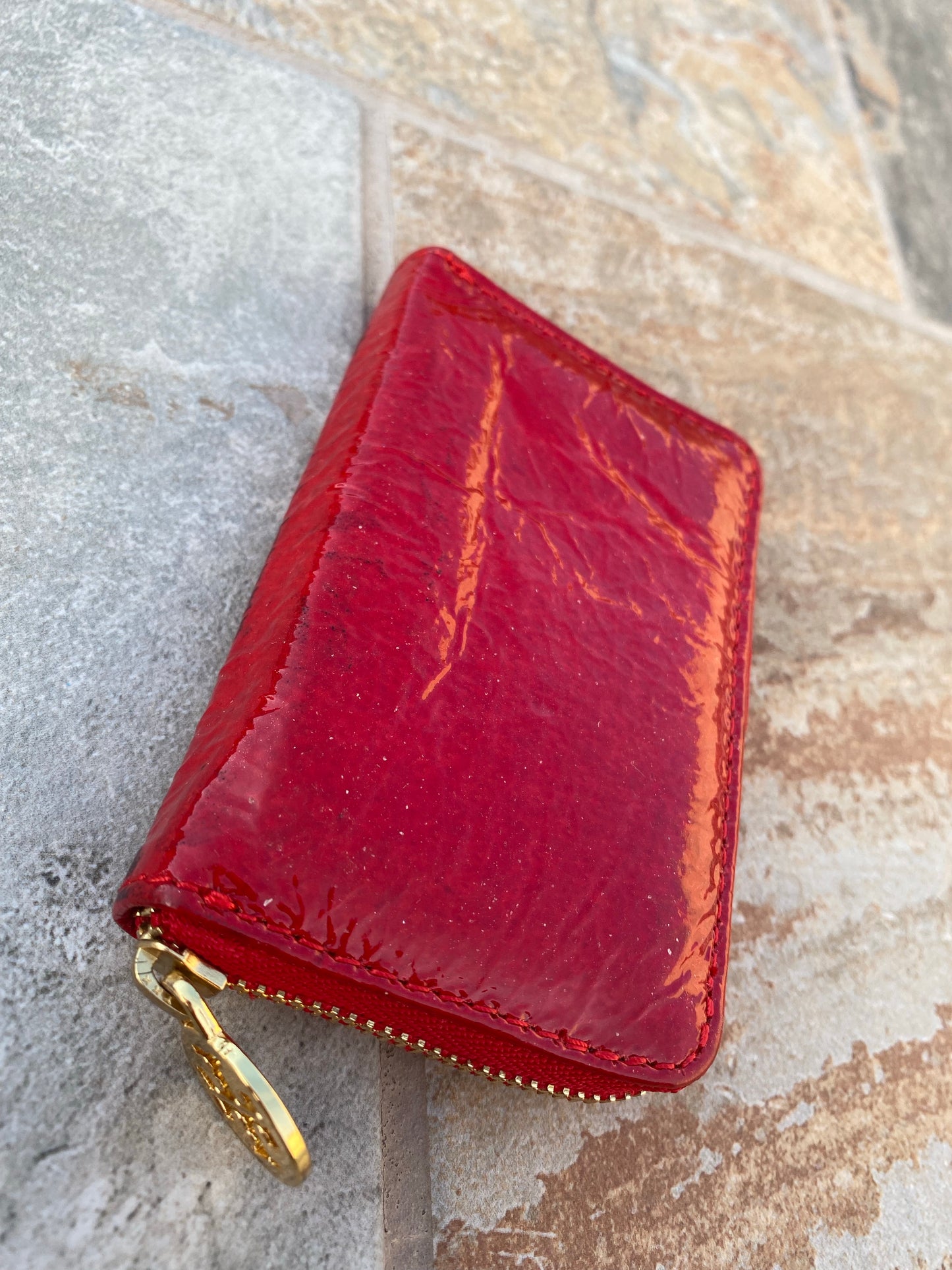 Tory Burch Patent Leather Zip Around Wallet