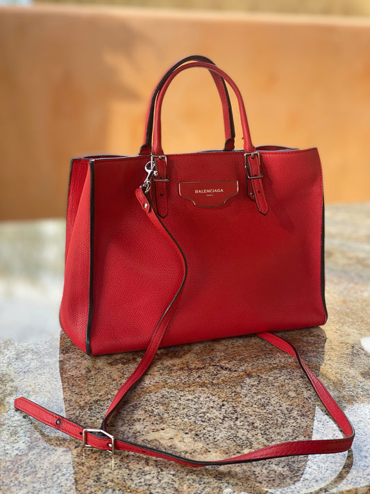 Balenciaga Grained Calfskin Plate Papier A6 Zip Around Tote