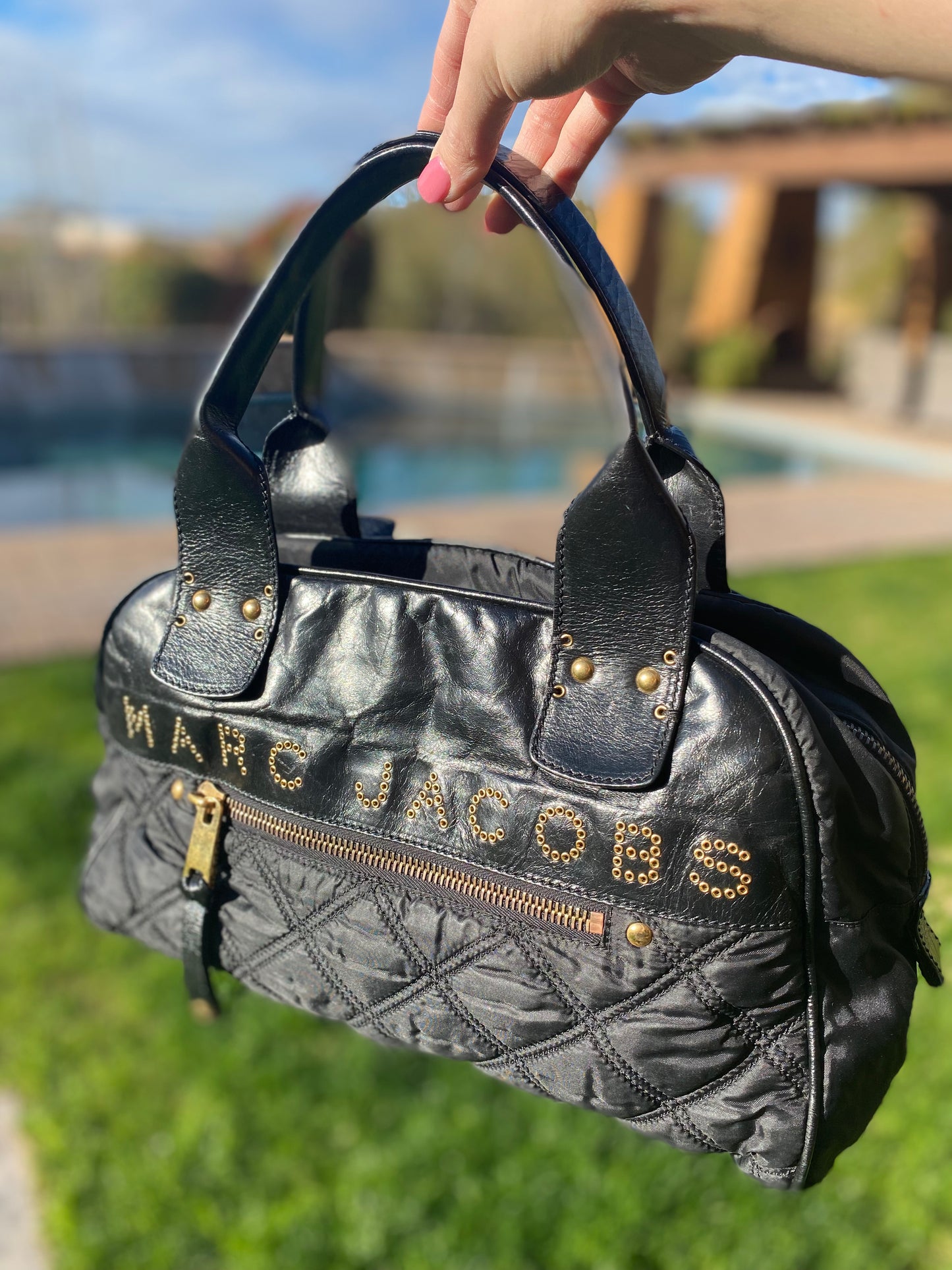 Marc Jacobs Signature Kristin Leather and Quilted Nylon Bag
