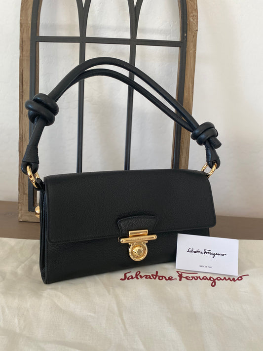 Salvatore Ferragamo Glam Gancio Leather Shoulder Bag