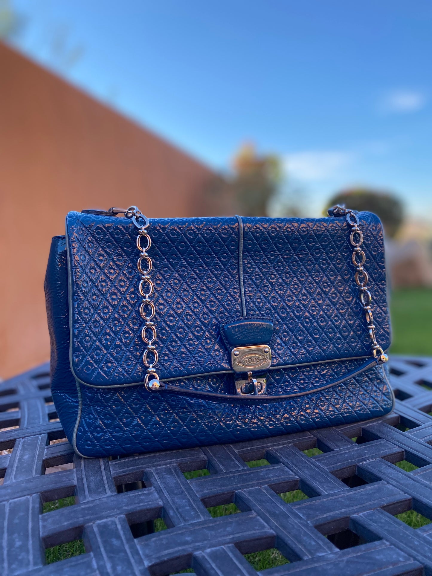 Tod's Signature Embossed Leather Flap Shoulder Bag