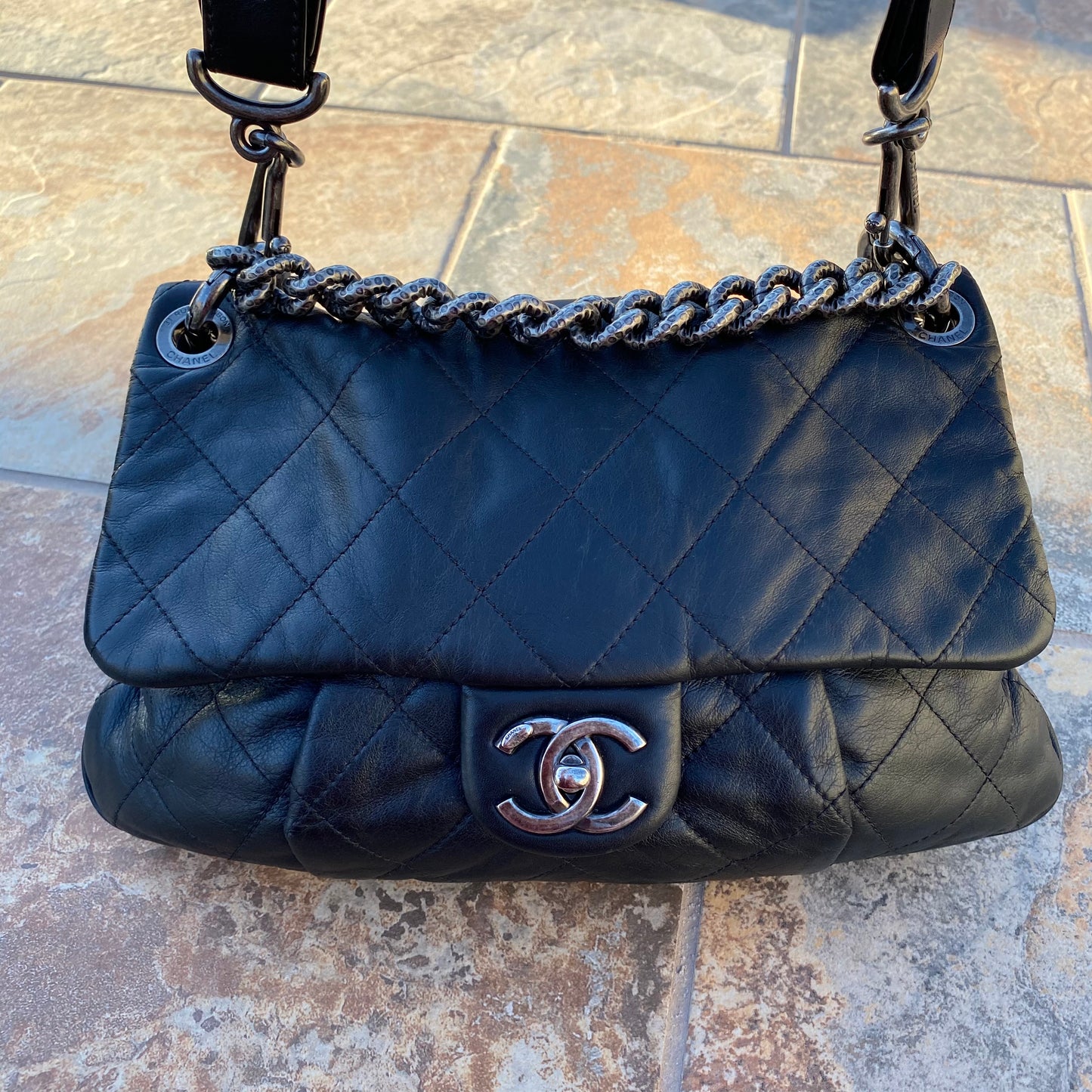 Chanel Quilted Calfskin Leather Coco Pleats Bag