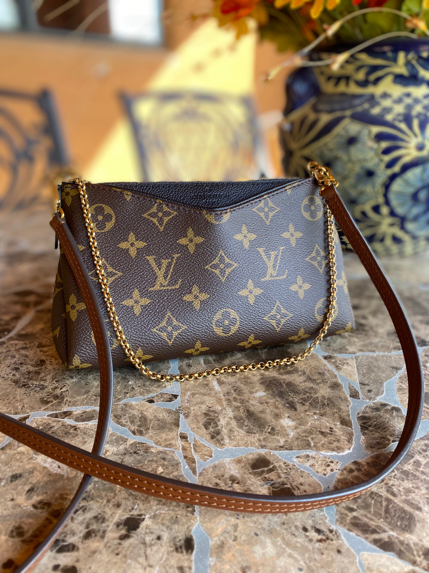 Louis Vuitton Monogram Pallas Clutch Crossbody
