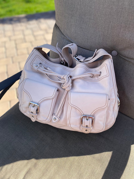 Marc Jacobs Vintage Stitched Leather Drawstring Hobo