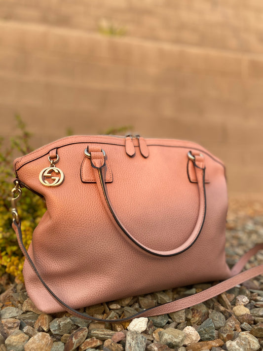 Gucci Dollar Calfskin Large GG Charm Dome Satchel