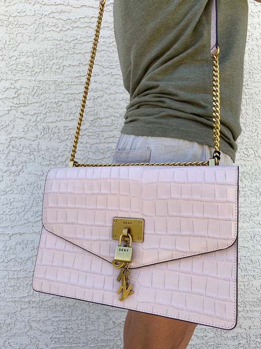 DKNY Elissa Embossed Leather Charm Chain Crossbody