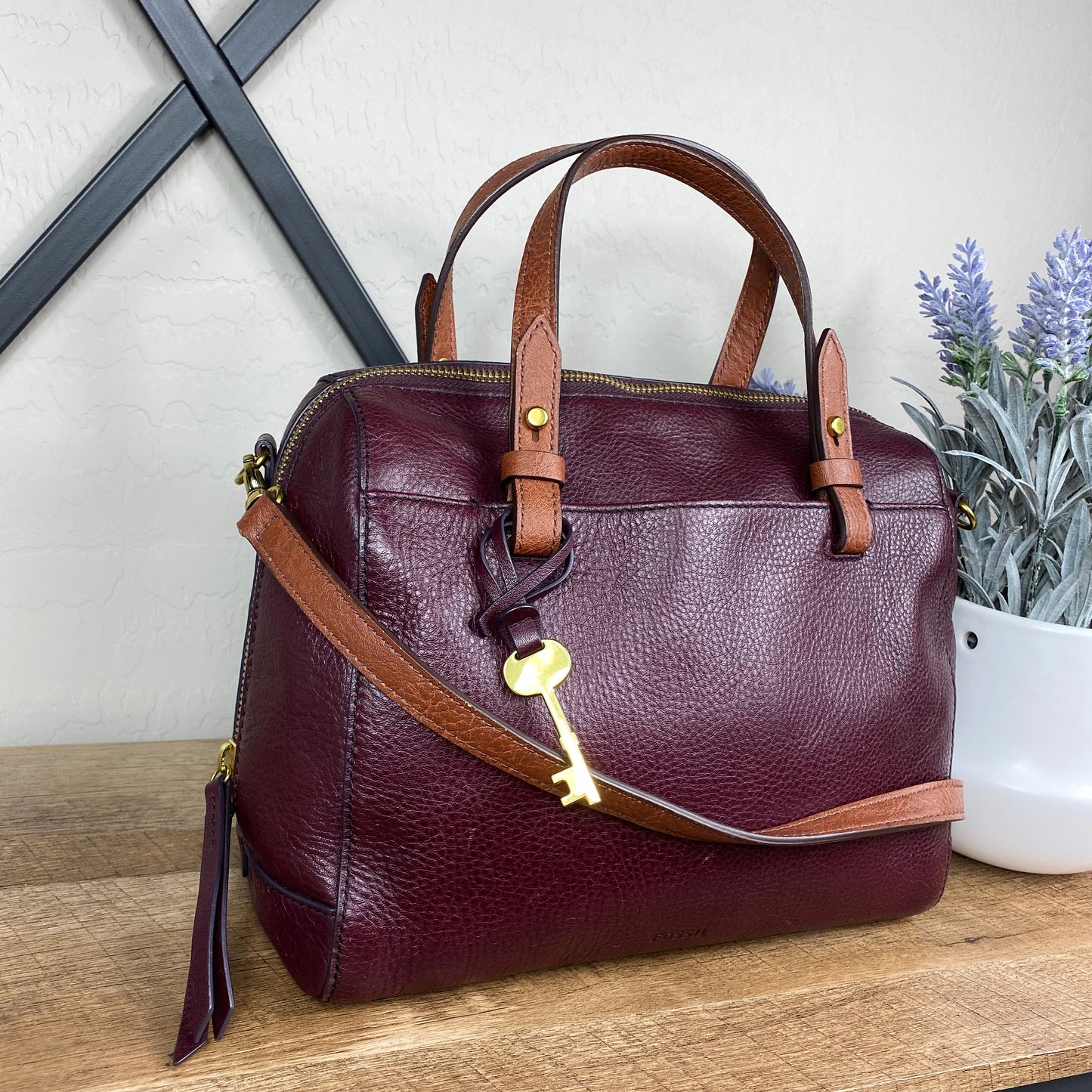 Fossil Rachel Leather Satchel Crossbody Bag