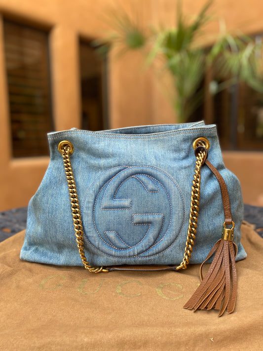 Gucci Denim Medium Soho Shoulder Bag