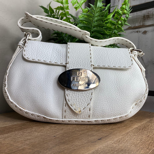 Fendi Selleria Leather Baguette Flap Bag