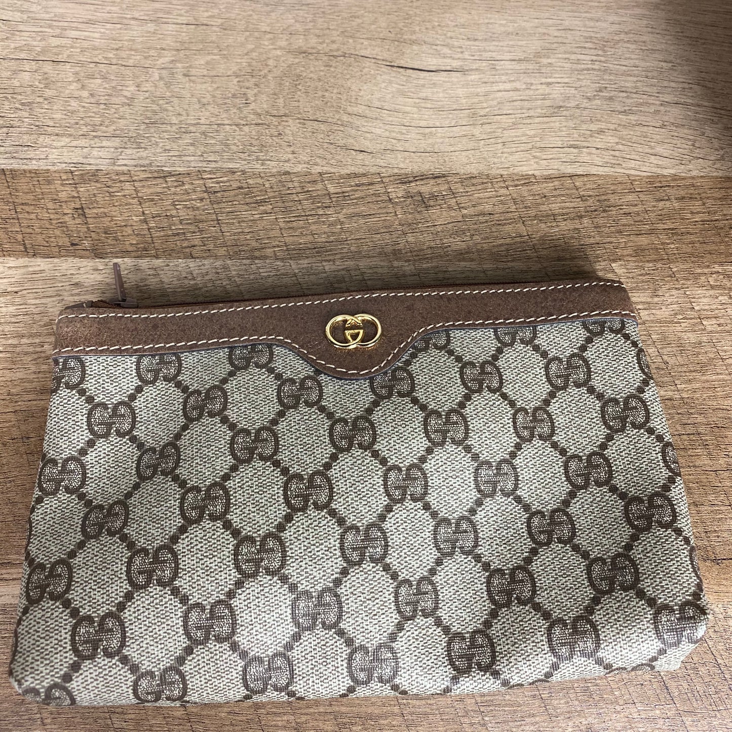 Gucci 1970s Vintage Monogram Cosmetic Pouch