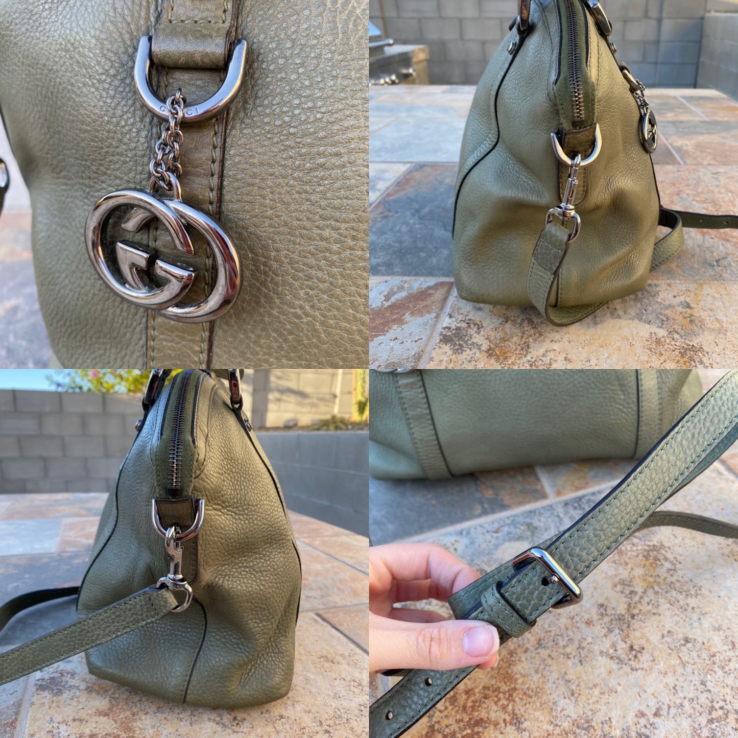 Gucci GG Charm Leather Dome Convertible Satchel