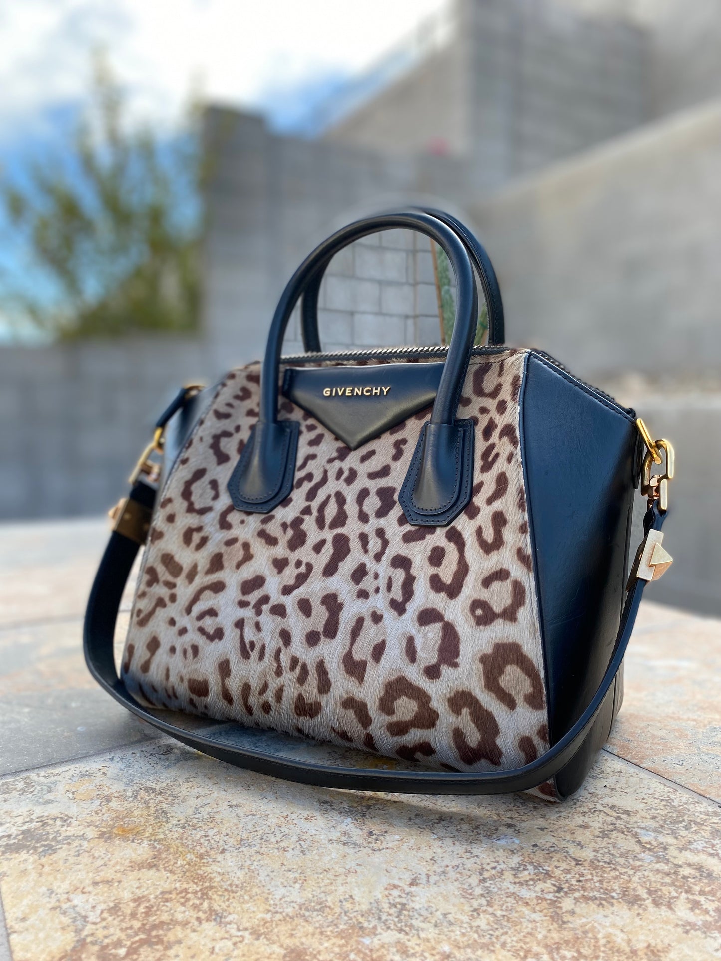 Givenchy Calfskin Calf Hair Small Leopard Antigona
