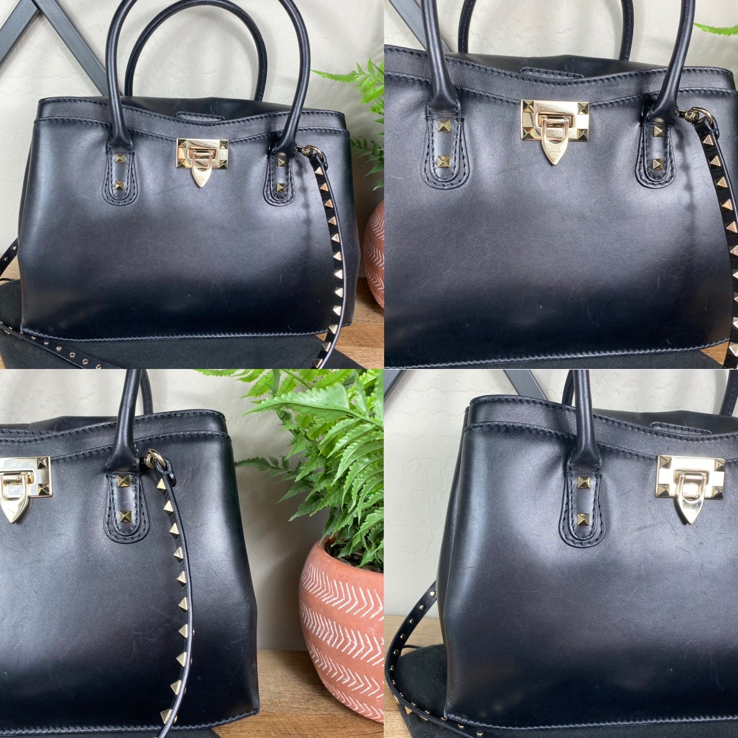 Valentino Garavani Vitello Rockstud Accordion Satchel