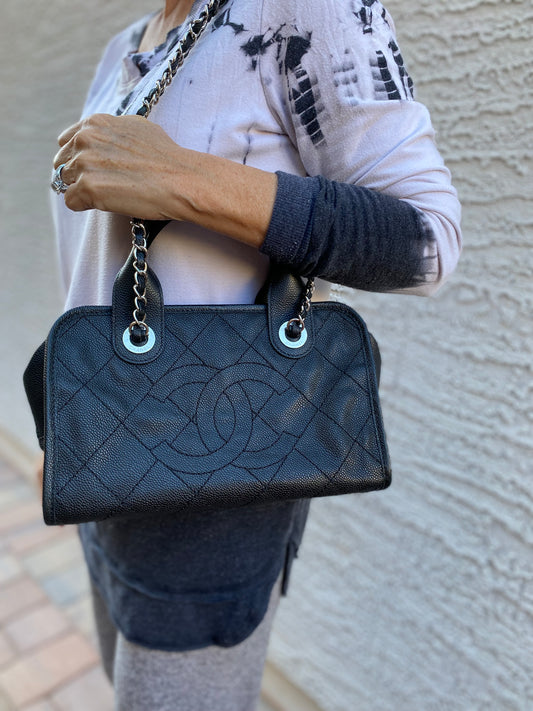 Chanel Small Deauville Caviar Bowling Bag