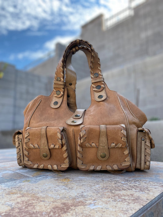 Chloé Silverado Vintage Whipstitch Leather Tote
