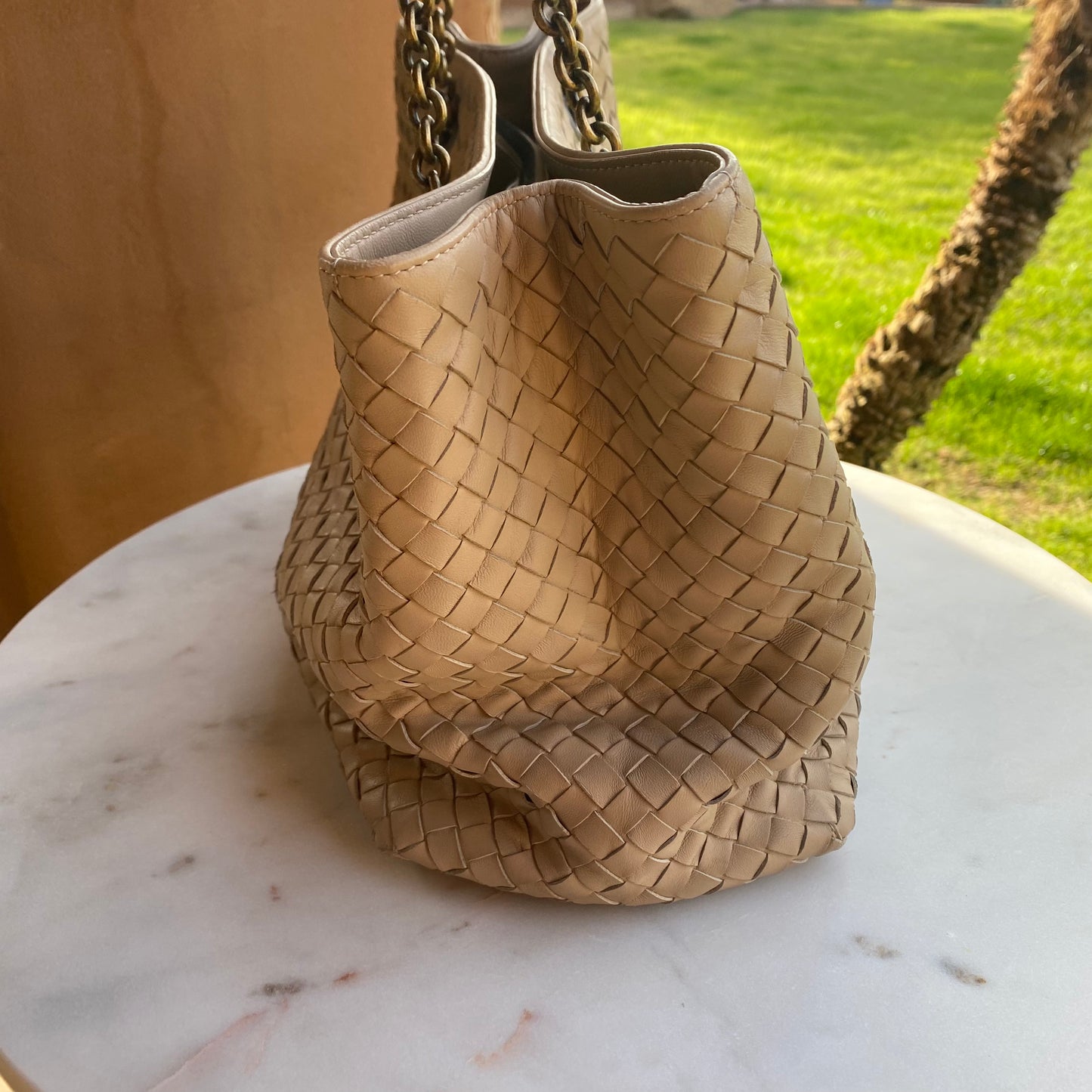Bottega Veneta Intrecciato Double Chain Tote Shoulder Bag