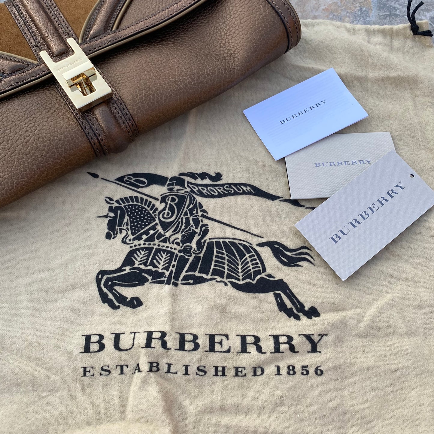 Burberry Leather Metallic Color Block Ambrose Clutch