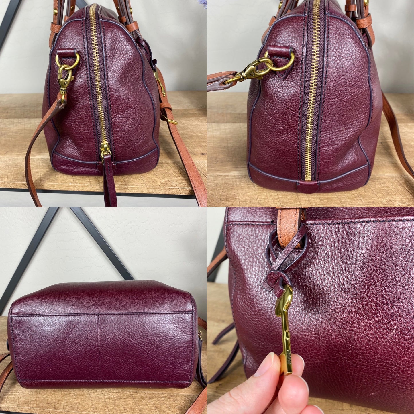 Fossil Rachel Leather Satchel Crossbody Bag