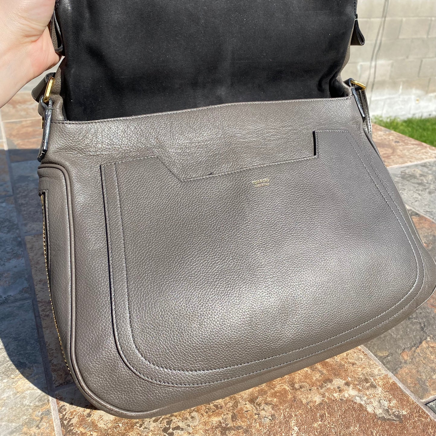 Tom Ford Grained Leather Jennifer Saddle Bag