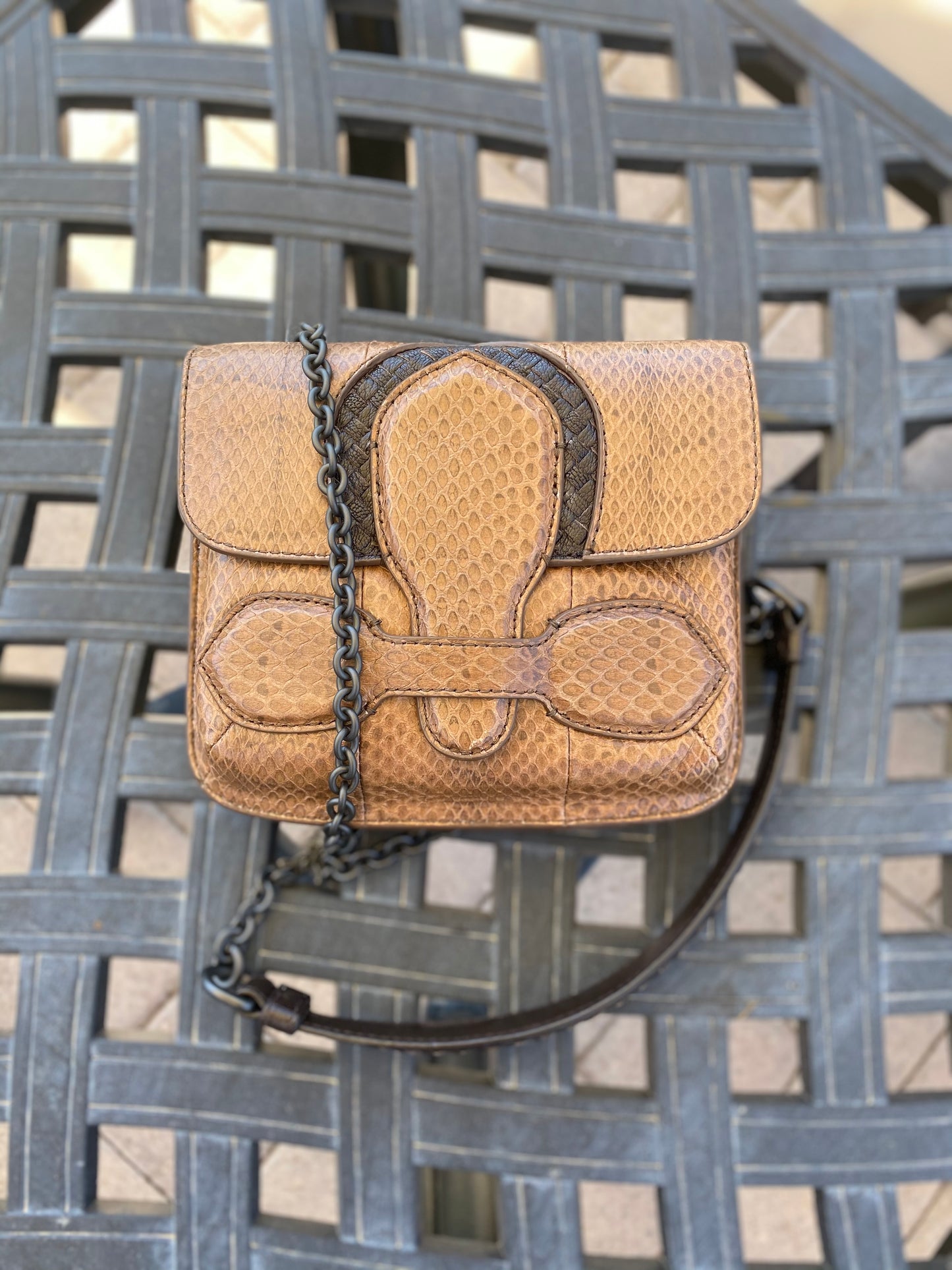 Bottega Veneta Snakeskin Small Tab Shoulder Bag