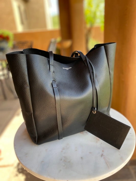 Balenciaga Everyday Black Leather Tote Bag