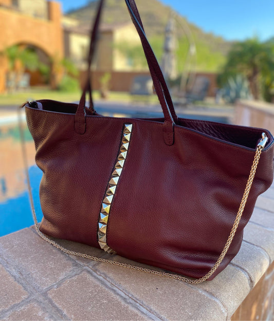 Valentino Garavani Leather Rockstud Va Va Voom Tote