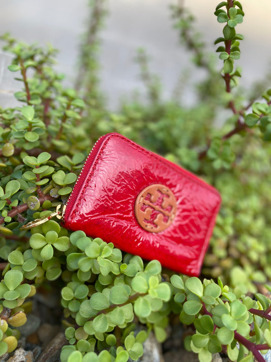 Tory Burch Patent Leather Zip Around Wallet