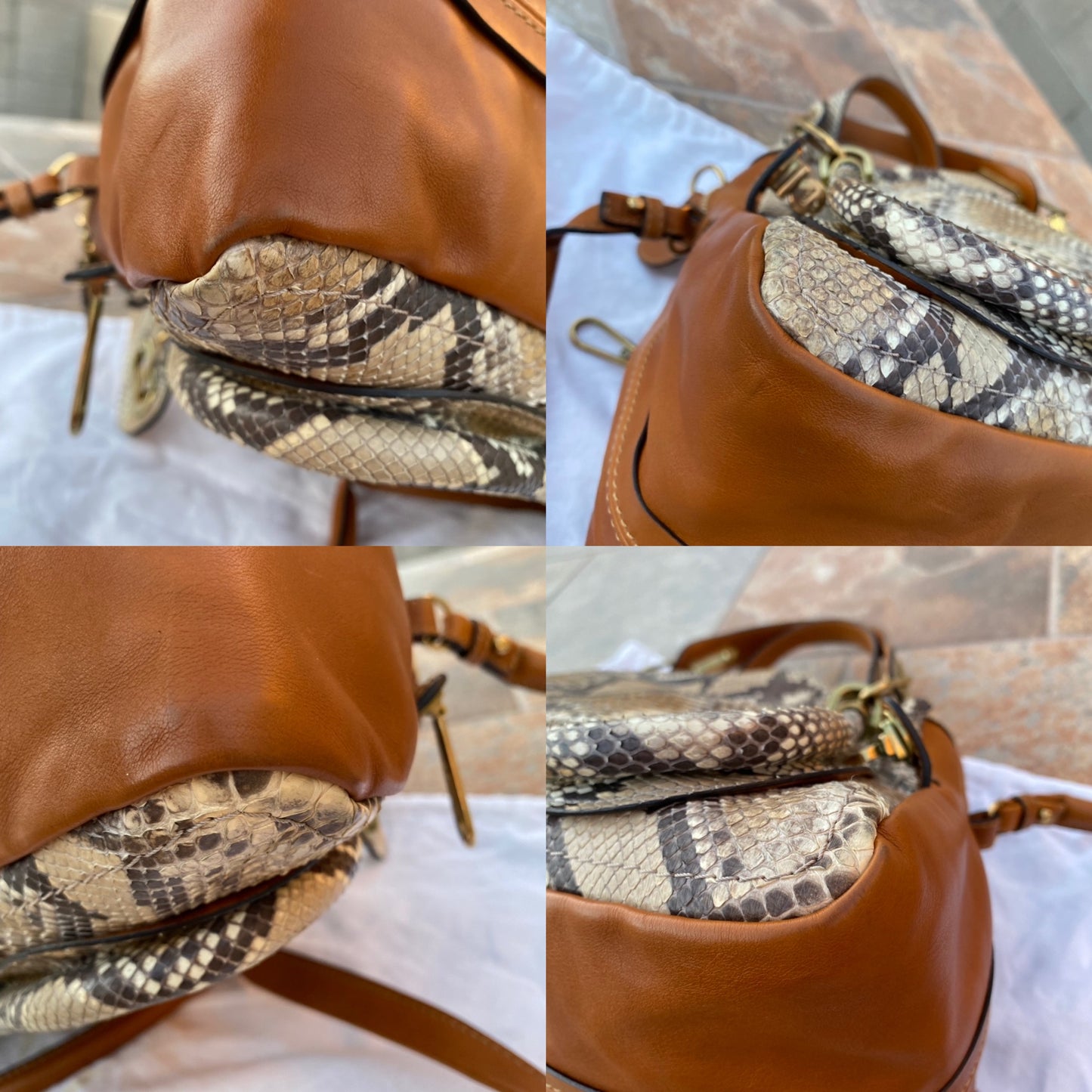 Chloé Paraty Python Dove Shoulder Bag